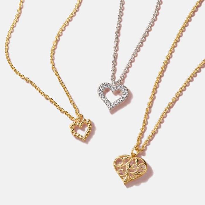 10k White & Rose Gold Diamond Triple Heart Necklace