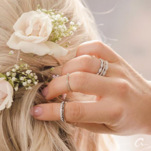 your wedding plan ideas may include flowers and these stackable diamond eternity bands rings available in white or yellow gold